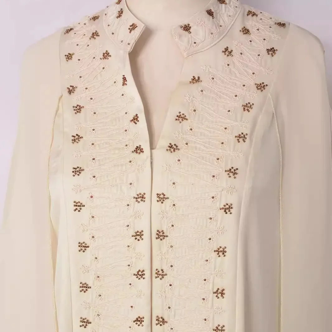 European and American New Women's High-end Embroidery V-neck Hidden Button Long Banquet Party Elegant Dress Evening Gown.