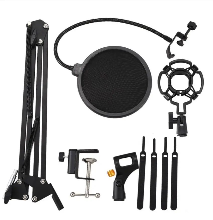 NEW Extendable Recording Microphone Holder Suspension Boom Scissor Arm Stand Holder with Mic Clip Table Mounting Clamp