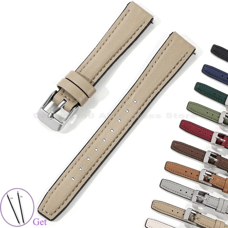 10mm 12mm Cow Leather Watch Strap Ultra i thin Wristbelt 14mm 16mm Slim Watch Band for SEIKO SSVW165 Women for Lola rose with Tool