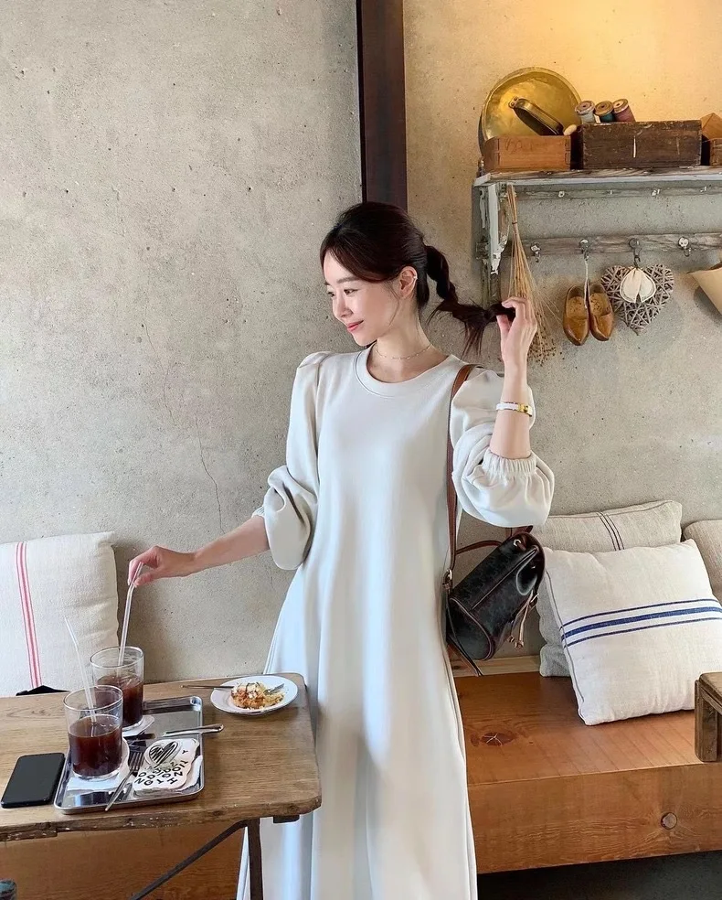 Abiti Abito da donna Night Party Inverno Pile Manica a sbuffo Girocollo Vita aderente Svasato Morbido Accogliente Caldo Delicato Per tutte le stagioni Quotidiano