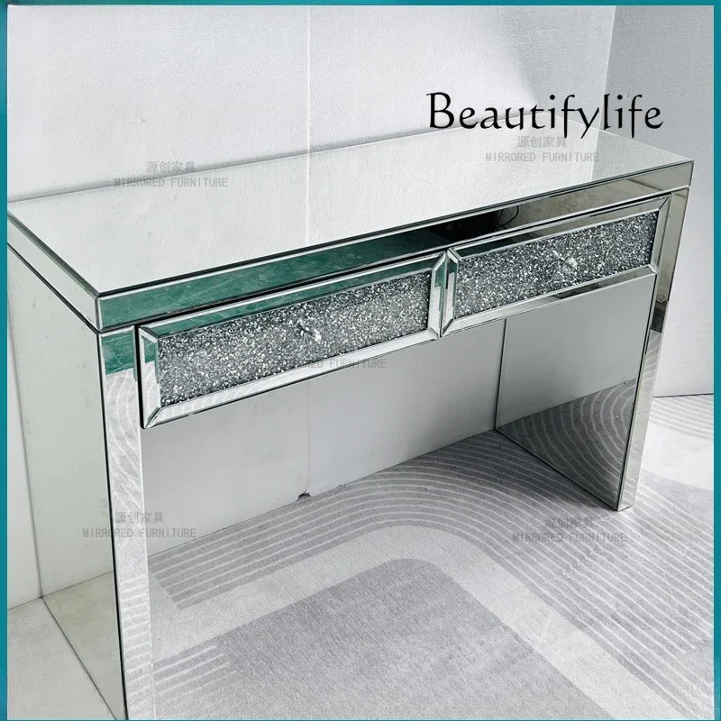 

Entrance table Light luxury mirror dining table Bedroom dresser storage Multifunctional glass surface household
