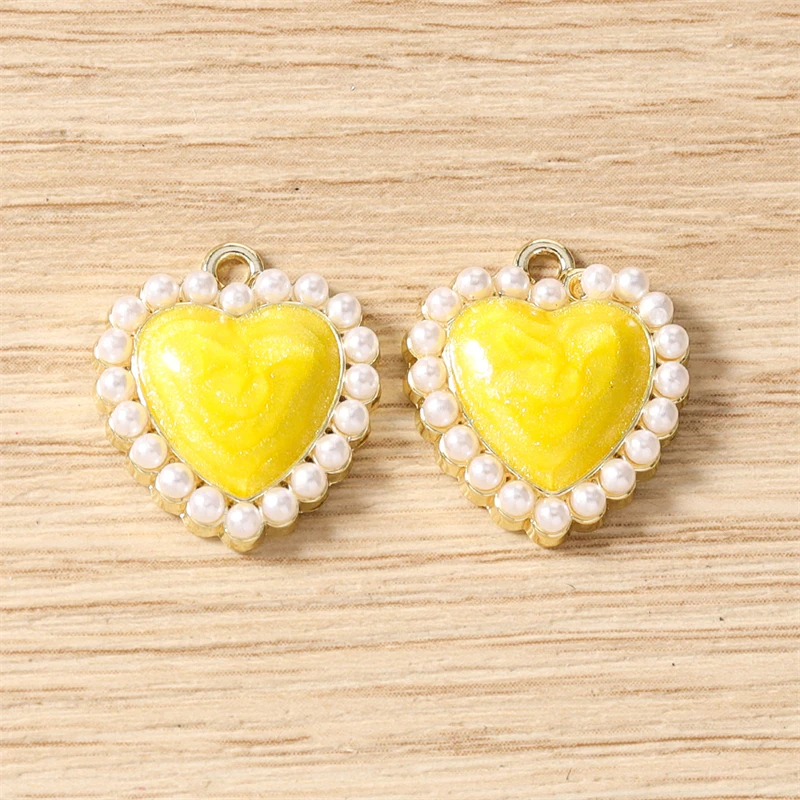 5 Stück niedliche, bunte, gemischte Metall-Herzanhänger für die Schmuckherstellung, Halsketten, Ohrringe, Armbänder, DIY-Bastelarbeiten und Accessoires – Detail 7