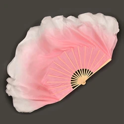 Performance Dancing Silk Fans Classical Folk Dance Bamboo Folding Fan Chinese Traditional Fashion Ribbon Handheld Fan Elegant