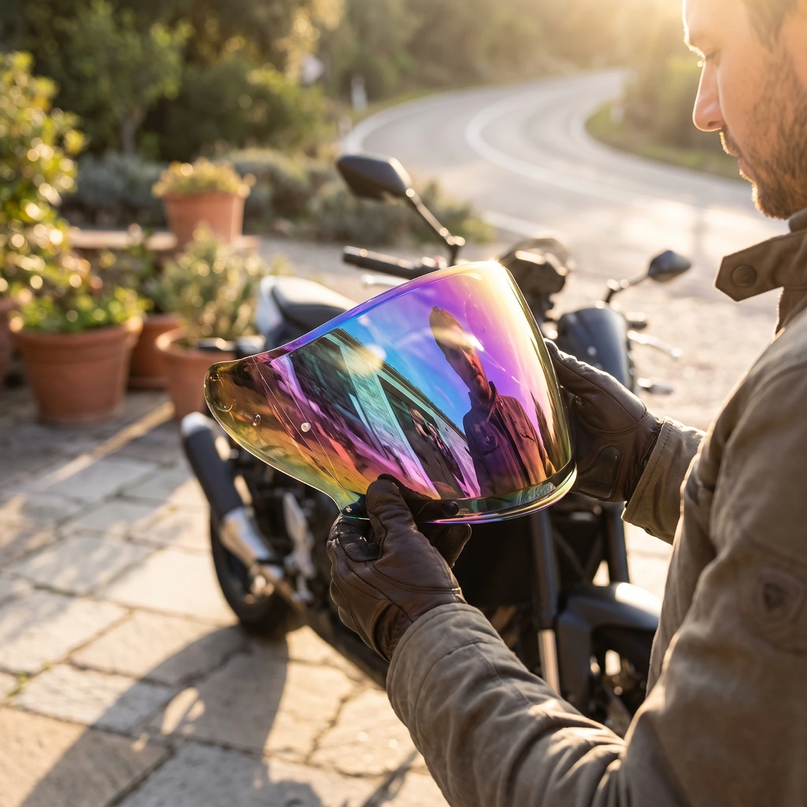 Replacement Visor with Mounting Holes Curved Replacement Visor Helmet Visor Clear Windproof for Motorcyclists, Daily Commute