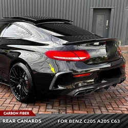 Car Rear Bumper Splitters Vent Fins for Mercedes-Benz C-Class A205 C205 C63 AMG Coupe 2-Door 2015 - 2017 Carbon Fiber /FRP Black