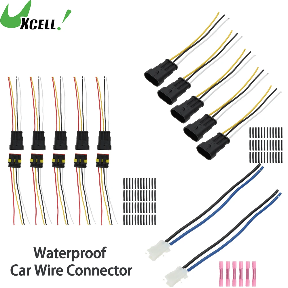 UXCELL 2/3/4Pins 12/16AWG 13.5/18cm Cooling Fan Wire Connector Adapter Pigtail Waterproof Electrical Car Auto Wire Connector