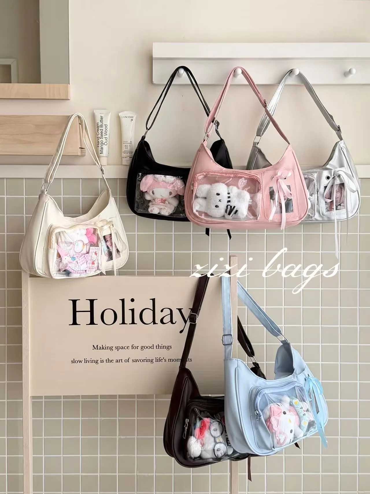 Y2K Harajuku Damen Schultertasche Koreanische Transparente Ita Schul-Umhängetasche Preppy Handtasche Japanische Designer-Damentasche – Detail 11