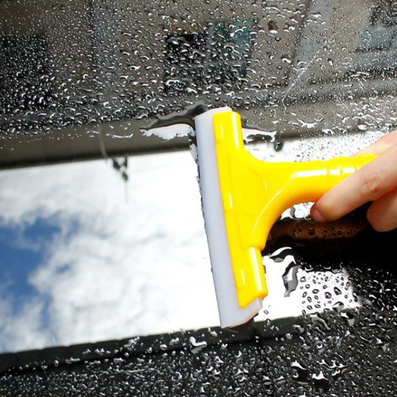 Auto Water Blade Squeegee Car Window Windshield Water Wiper Scraper Long Handle Mirror Glass Cleaning Silicone Squeegee 