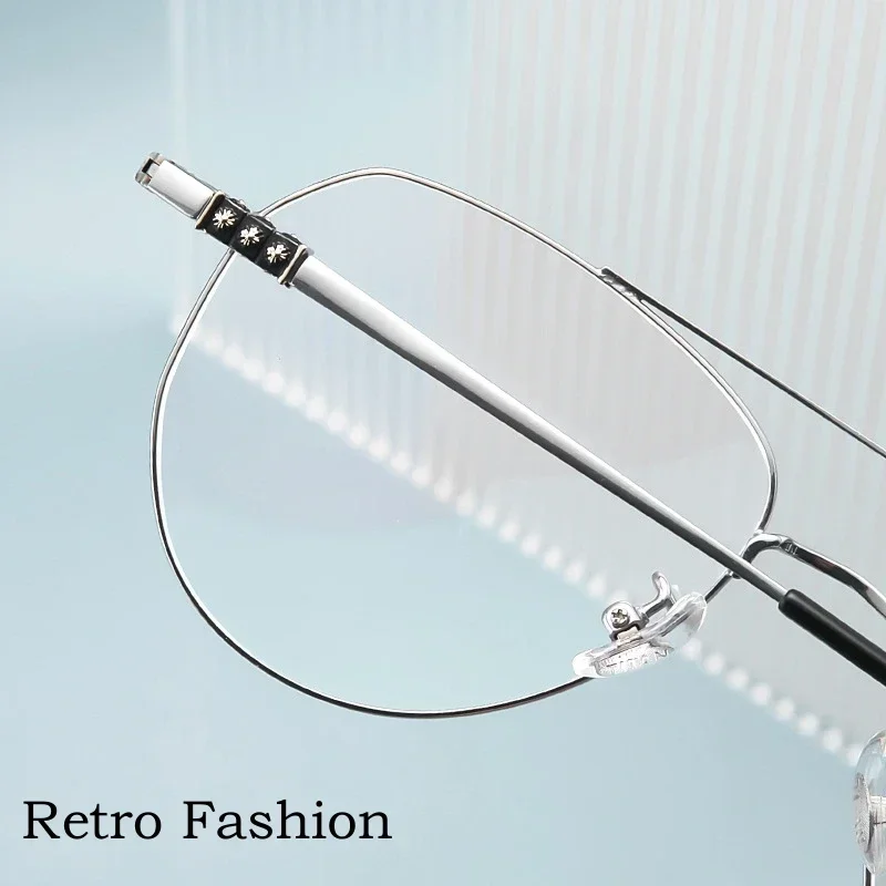 KIZN موضة جديدة ريترو التيتانيوم النقي شعاع مزدوج مضلع الديكور قصر النظر البصرية وصفة طبية إطار نظارات الرجال والنساء