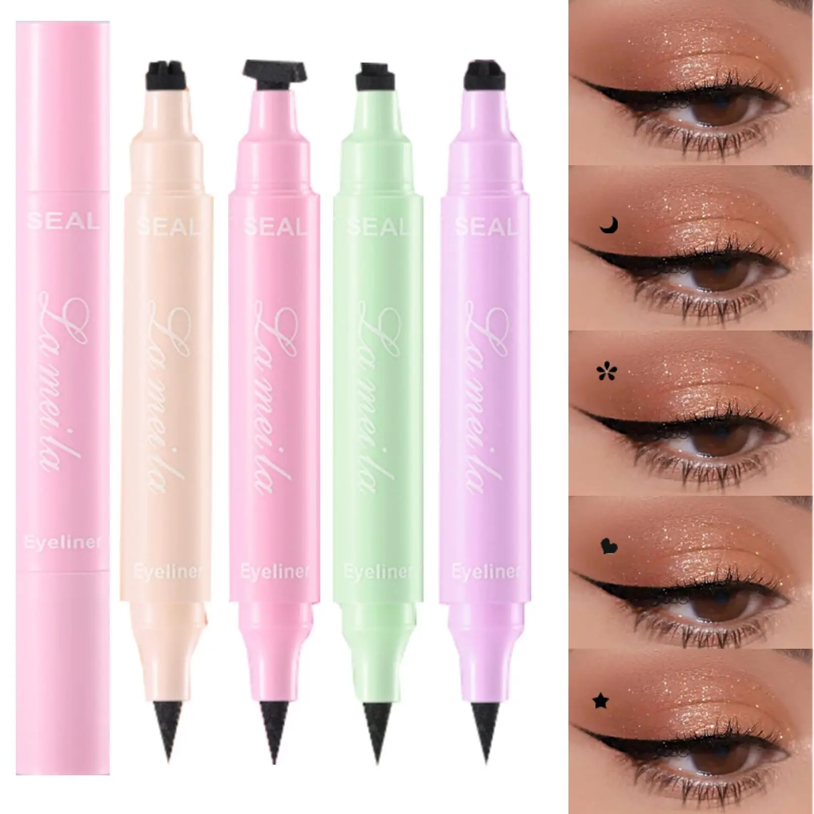 Eyeliner 2 in 1 da 1 pezzo: impermeabile, ad asciugatura rapida, antivegetativo, setoso, facile da iniziare, anti-sbavature, adatto ai principianti