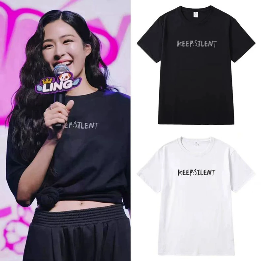 2026 Kpop Korean Trend Stars Same Style Ling-orm KEEP SILENT Y2k T-shirt Fans Women Men Summer Oversized Cotton Printe T-shirt