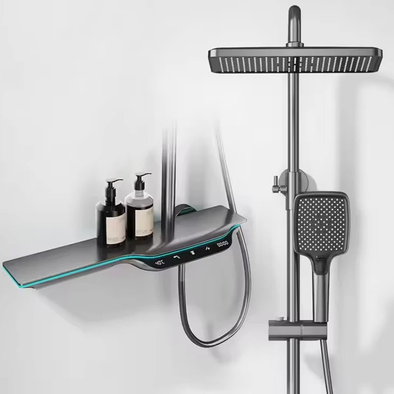 Sistema doccia termostatico Set di rubinetti per doccia da bagno digitali intelligenti Display della temperatura Set doccia digitale a LED Rainlfall