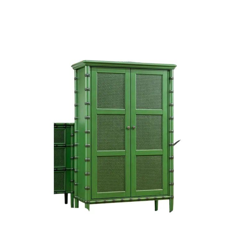 Natural rattan high cabinet large capacity magazine storage cabinet American furniture