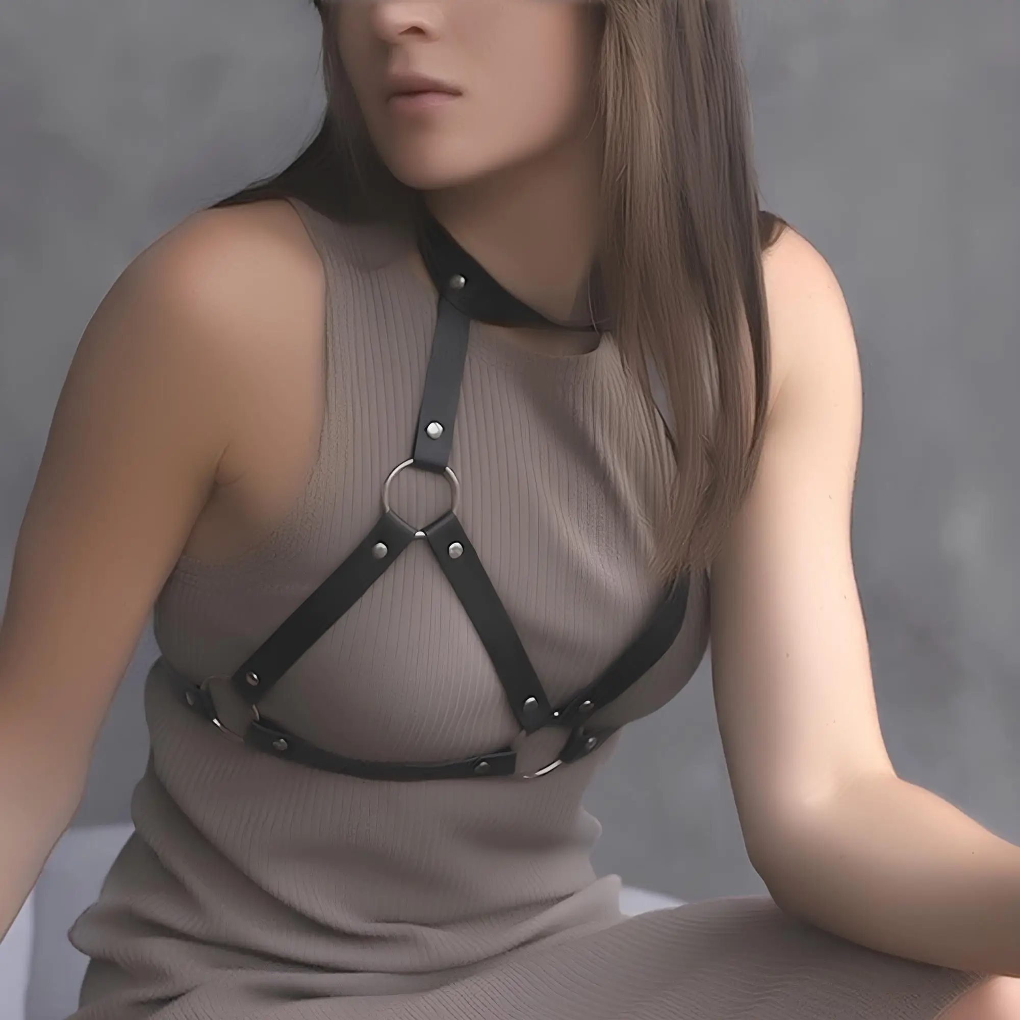 المرأة مثير تسخير حزام مربط صدر ملابس داخلية جلدية عبودية الملابس الداخلية الجسم تسخير القوطي الوثن الملابس الغريبة اكسسوارات #2