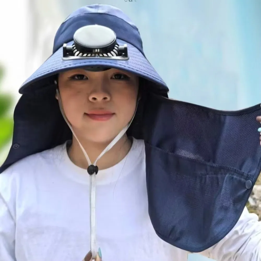 

Quick Dry Solar Fan Hat Breathable Solar Charging Summer Fan Visor Cap UV Protection Strong Wind Wide Brim Sun Cap Hiking