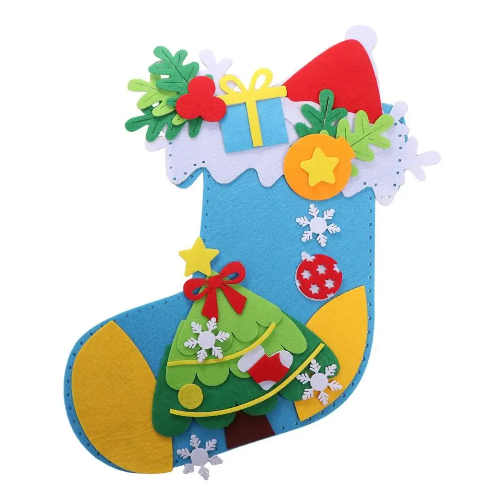 Non-woven Fabric DIY Christmas Stocking Snowman Santa Claus Xmas Non-Woven Socks Handmade Christmas Tree Portable Elk Xmas Bag