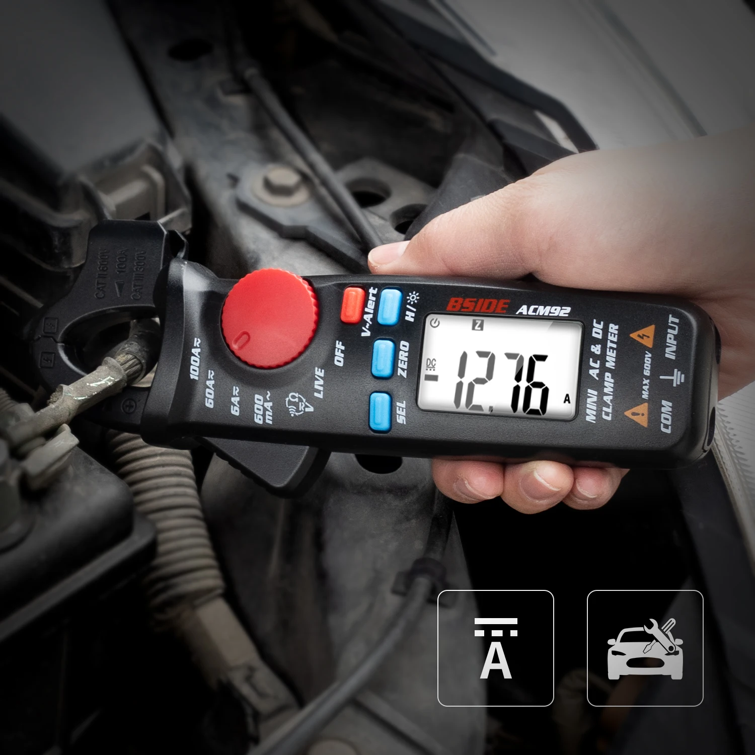 BSIDE Multifunctional Clamp Meter 1mA High Precision Ammeter Clamp T-RMS DC AC Current Car Repair Smart Multimeter Tester