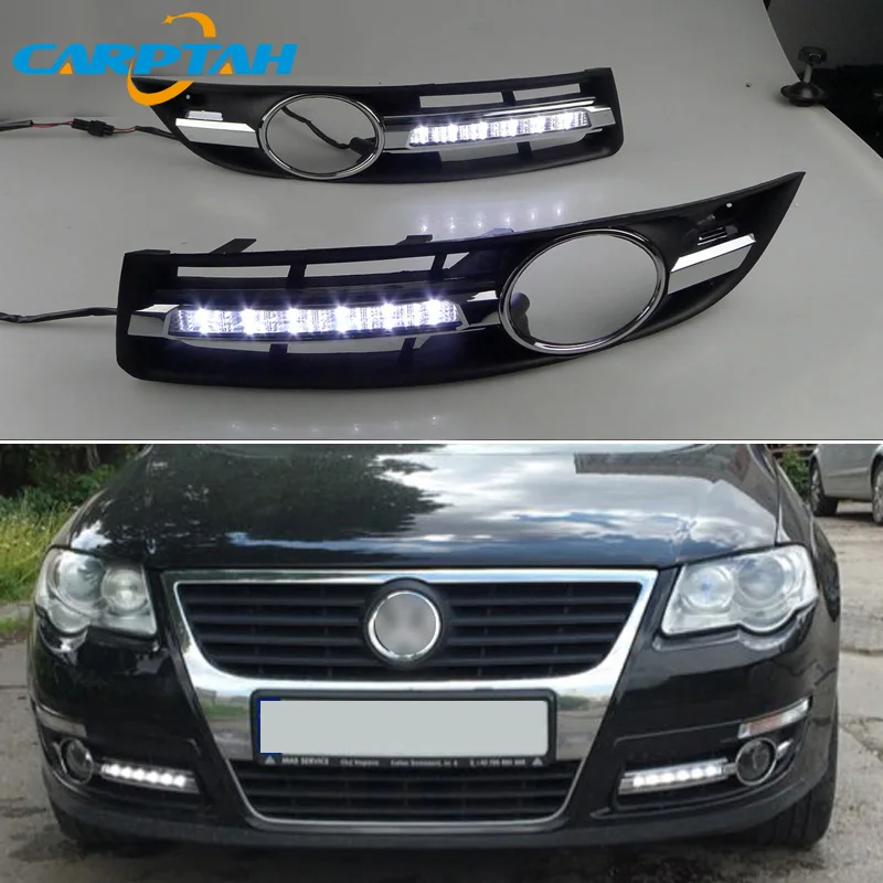 Car LED DRL Daylight For Volkswagen VW Polo 2005 - 2010 Yellow Turn Signal Indicator Daytime Running Light Fog Lamp Headlight