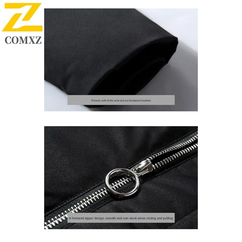 COMXZ Piumino invernale da uomo alla moda leggero caldo soffice collo di pelliccia con cappuccio piumino d'anatra bianco piumino lungo da sci da neve