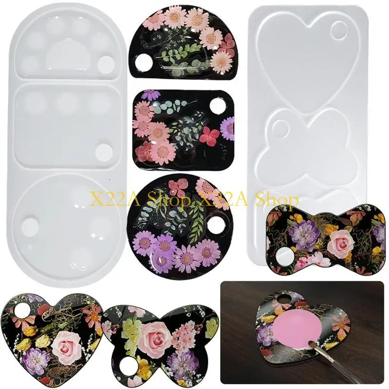 

Уникальная форма для макияжа теней для век различных форм, палитра, форма для литья из смолы, рифленая плоская пластина для