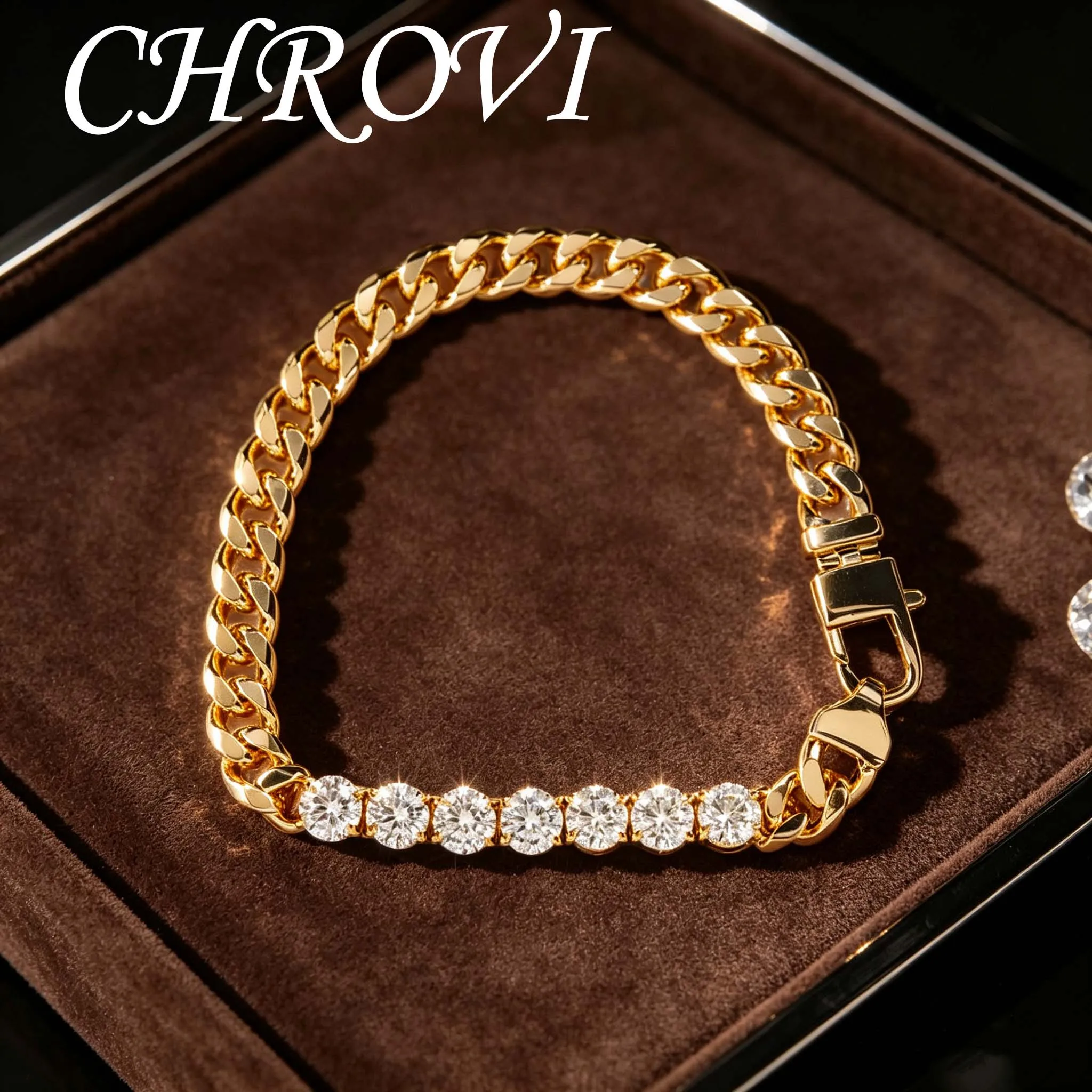 925 Sterling Silver Hip-Hop Style Personalized Diamond Bracelet