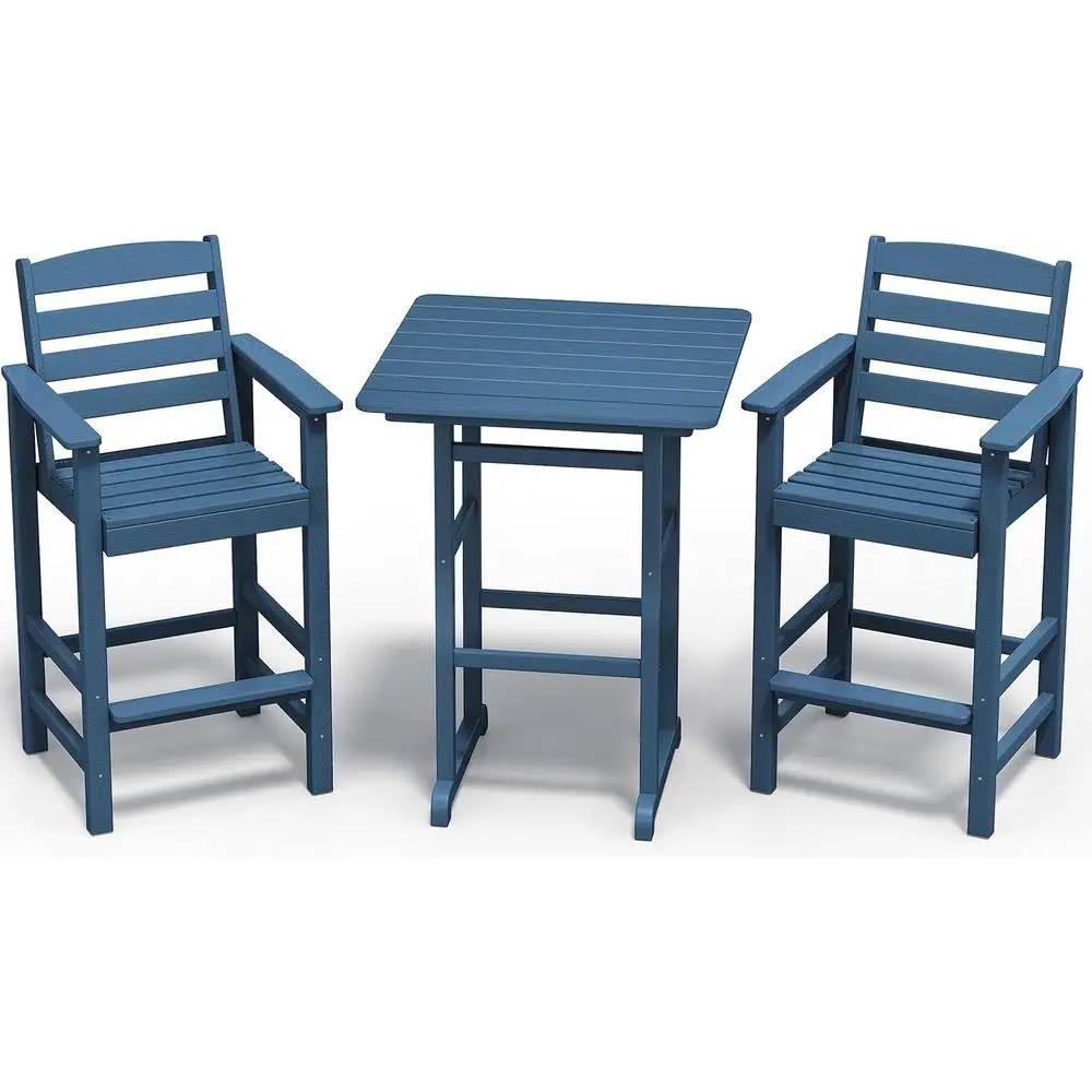 

Синий уличный комплект Adirondack из 3 предметов: 2 стула и стол, комплект из 2 стульев барной высоты с столом, уличный набор барных стульев для террасы