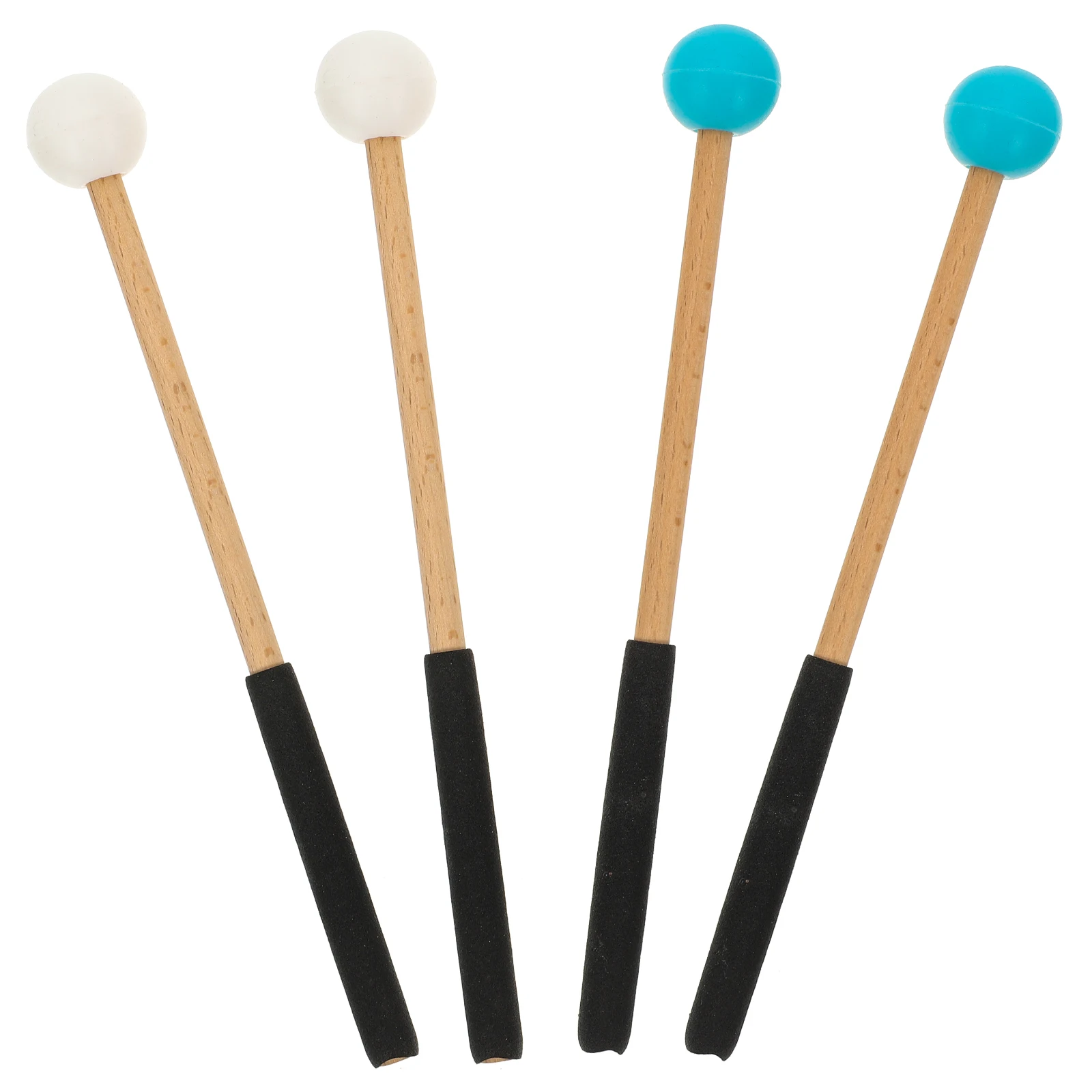 

2 Pairs Wood Rubber Drum Stick Smooth Surface Long Life Practical Drum Mallet Musical Instrument Percussion Supplies