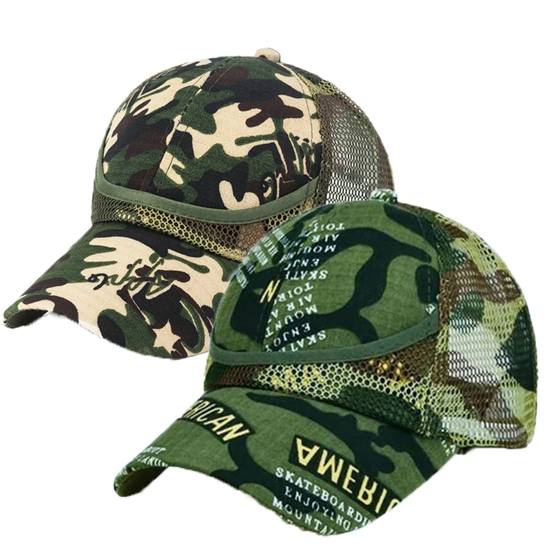 2-7Y Children Summer Mesh Baseball Caps Hip-Hop Cap Tide Sunscreen Adjustable Boys Girls Autumn Camouflage Hats