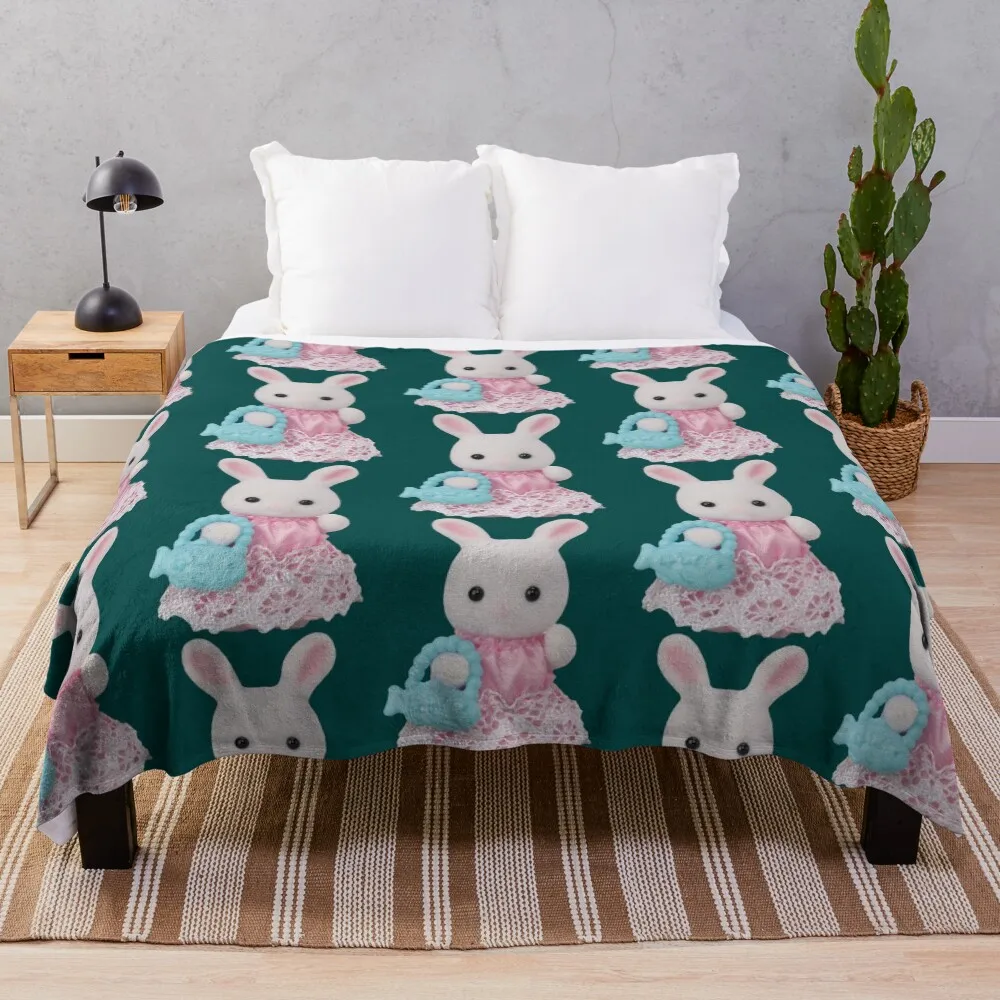 

bunny with fish purse Throw Blanket Moving blankets ands warm winter Multi-Purpose Blankets