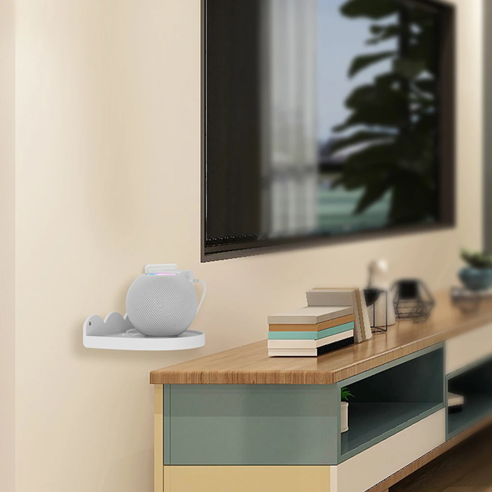 

Wall Mount Speaker Brackets White Audio Holder Shelves 1.5M Cord Windable Modern Household Decor Practical Storage Solution