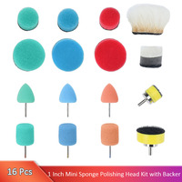 16Pcs Mini Buffing Polishing Pads Kit Car Detail Polisher Pads Used on Cordless Electric Drill Rotary Tools for Small Areas