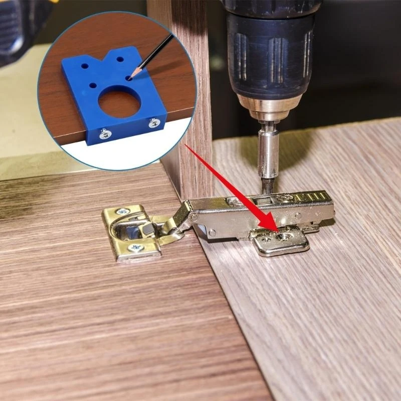 Q2Q4 Pot Hinge Template Set Hinge Drilling Template with Hole Spacing 46/48/52mm, Forstner Drill Bit Diameter 35mm Drill