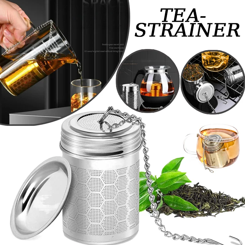 Stainless Steel Tea Strainer 1pc Spice Herbal Strainer Reusable Mesh Filter Extended Chain Hook Kitchen Accessorie VIE LENTE