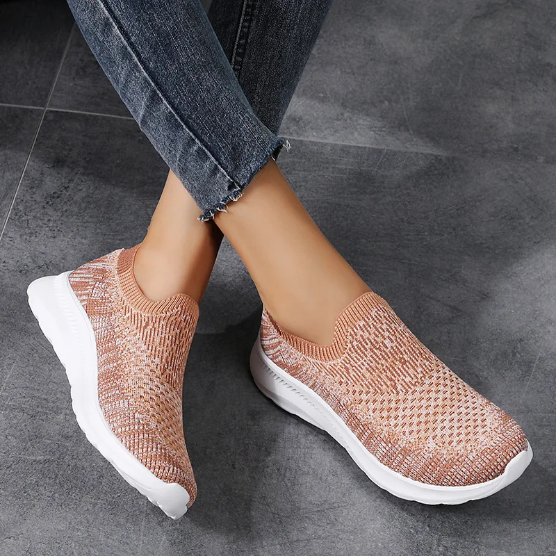 Plus Size 44 Spring Women Knitting Sock Sneakers Summer New Fashion Casual Breathable Mesh Outdoor Flats Walking Shoes for Women
