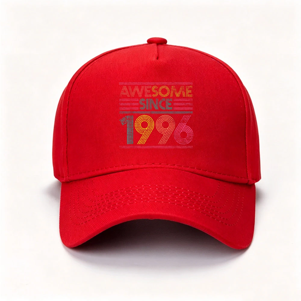 Baseball Cap Awesome Since 1996 Multicolor Distressed Line Typography Graphic Unisex Hat Retro Vintage Print 30th Birthday Gift