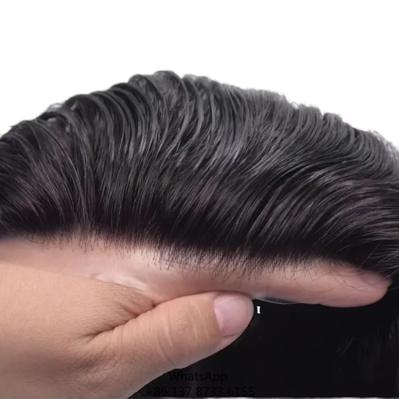 

HS1 Newtimeshair Stock Super Thin Skin Pu Men Human Hair Toupee Patch Hair Replacement Systems For Men