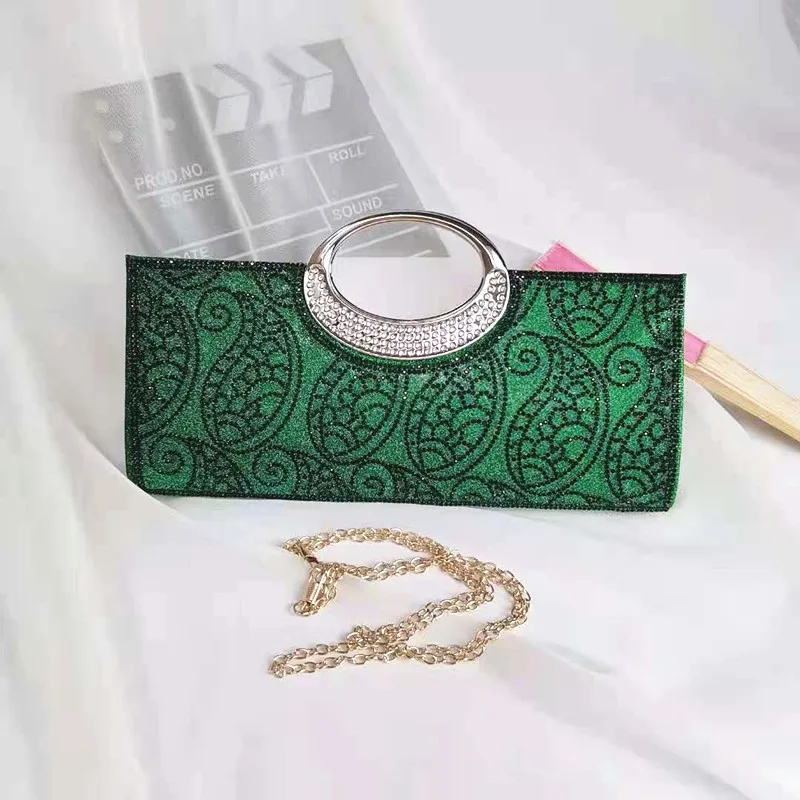 

Classic Trendy Fish scale pattern Evening Bags For Women Metal Chain Shoulder Bags Retro Gold Silver Green Small Clutch Handbags