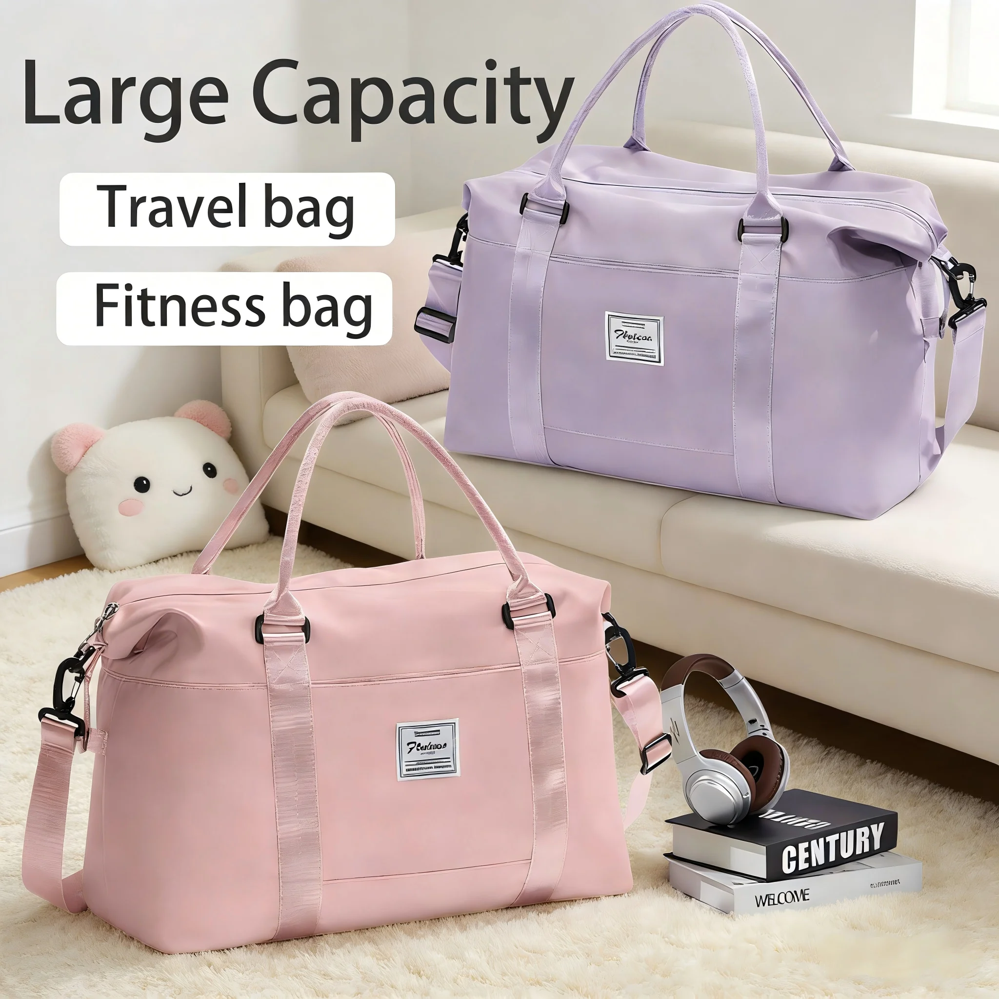

Large Capacity Travel Bag Sports Fitness Bag for Women Mem, Hand-Held Bag for Clothes And Suitable for Short Trips,Overnight Bag