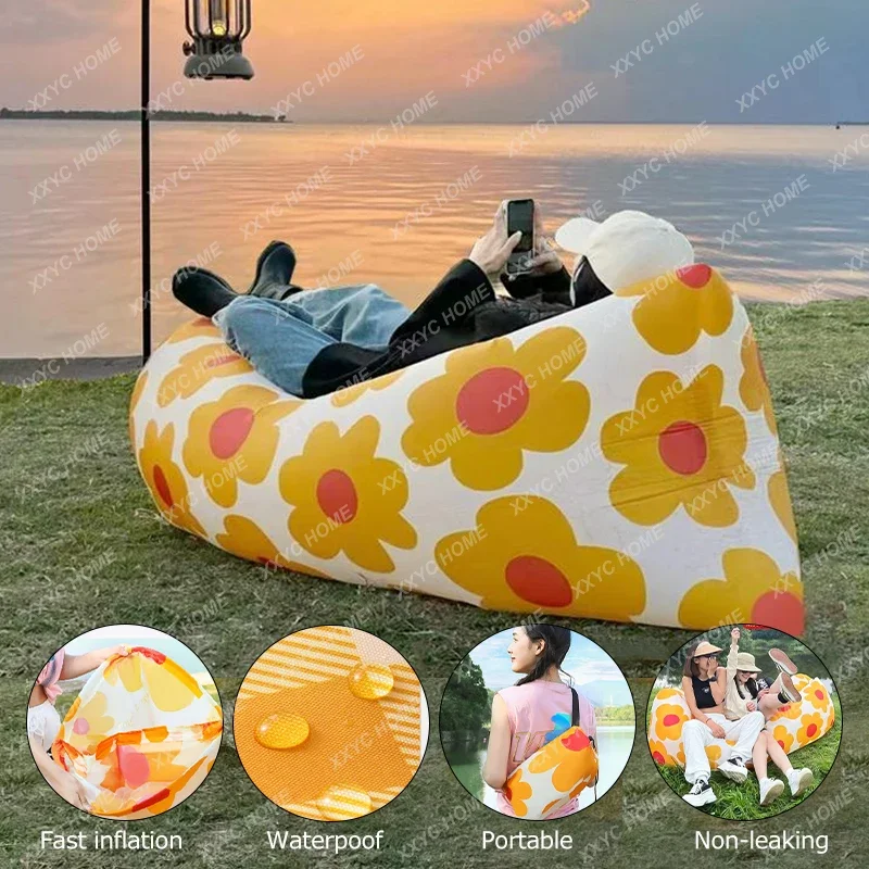 Outdoor Camping Inflatable Sofa Folding Portable Air Sofa Lightweight Ultralight Backpacking Beach Lazy Sleeping Bed