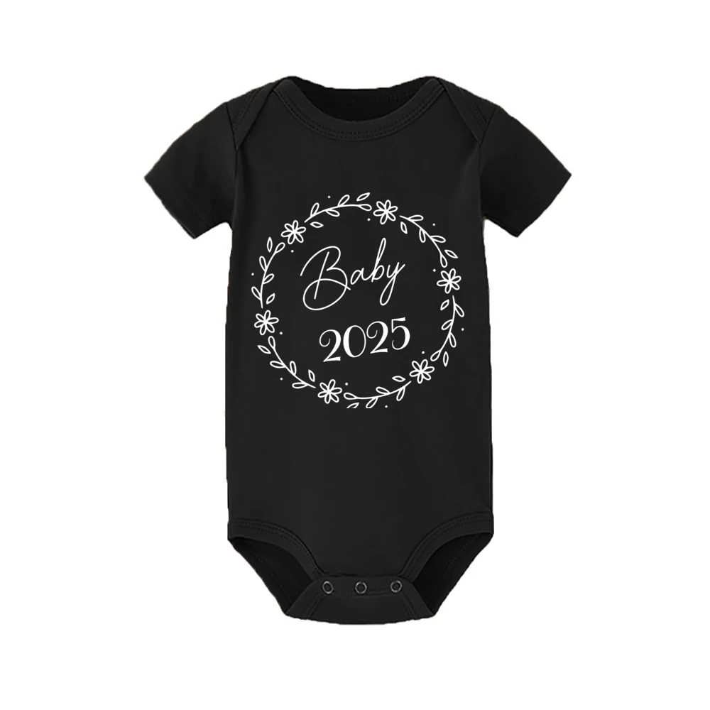 New Years Day&Baby 2025 Print Babys Romper Short Sleeve Round Neck Infant Bodysuit Casual Fashion Comfy Jumpsuit Best Gifts