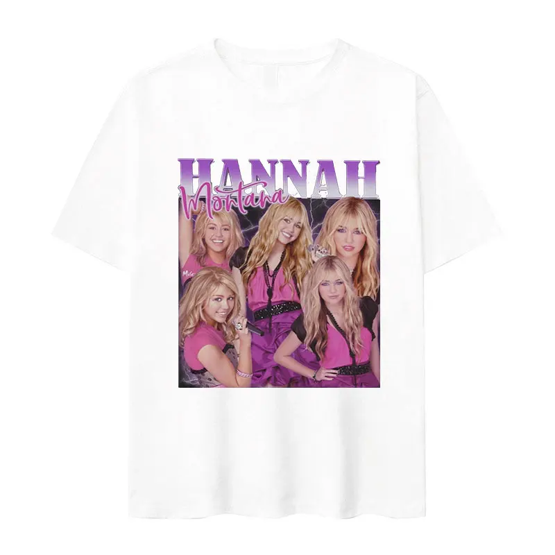 Miley Cyrus Hannah Montana Graphic T Shirt Men Women's Retro Fashion Short Sleeve T-shirts Summer 100% Cotton Oversized T-shirt