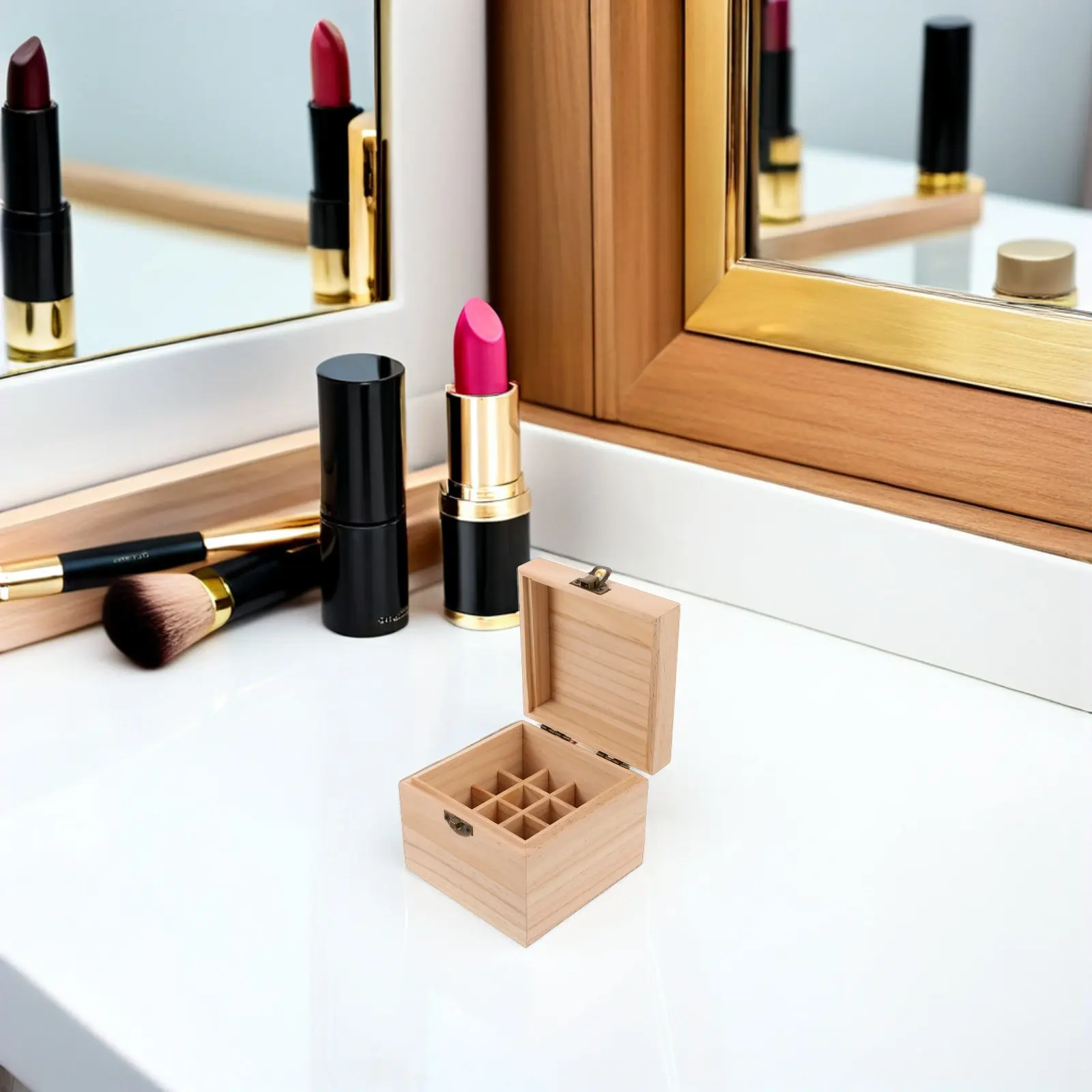 

16 Slot Wooden Essential Oil Storage Box Organizer for 10Ml Bottles Aromatherapy Fragrance Travel Container Nail Polish Holder