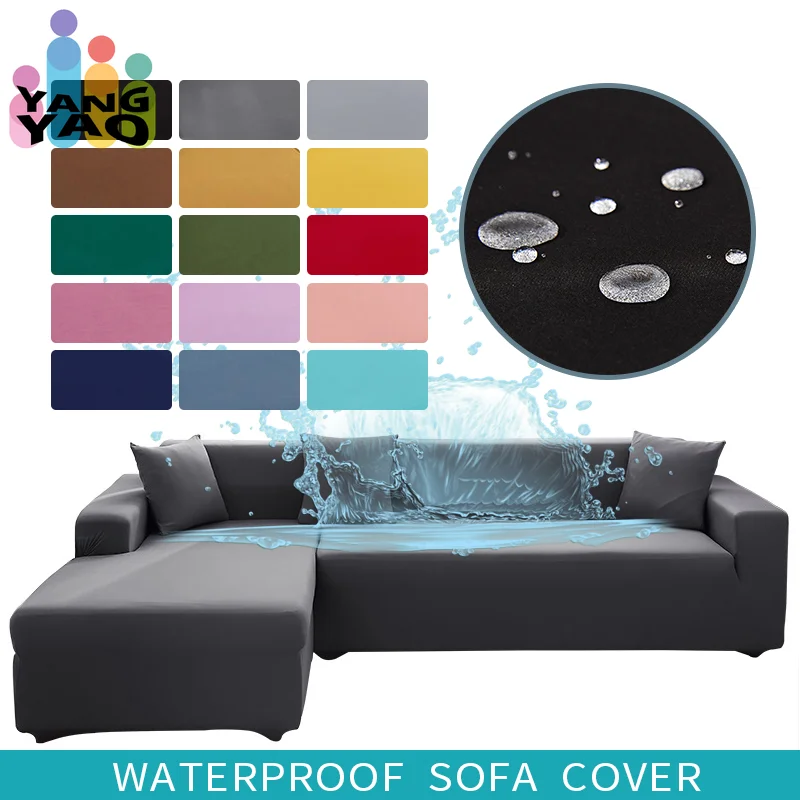 

Waterproof Sofa Covers 1/2/3/4 Seats Solid Couch Cover L Shaped Sofa Cover Protector Bench Covers