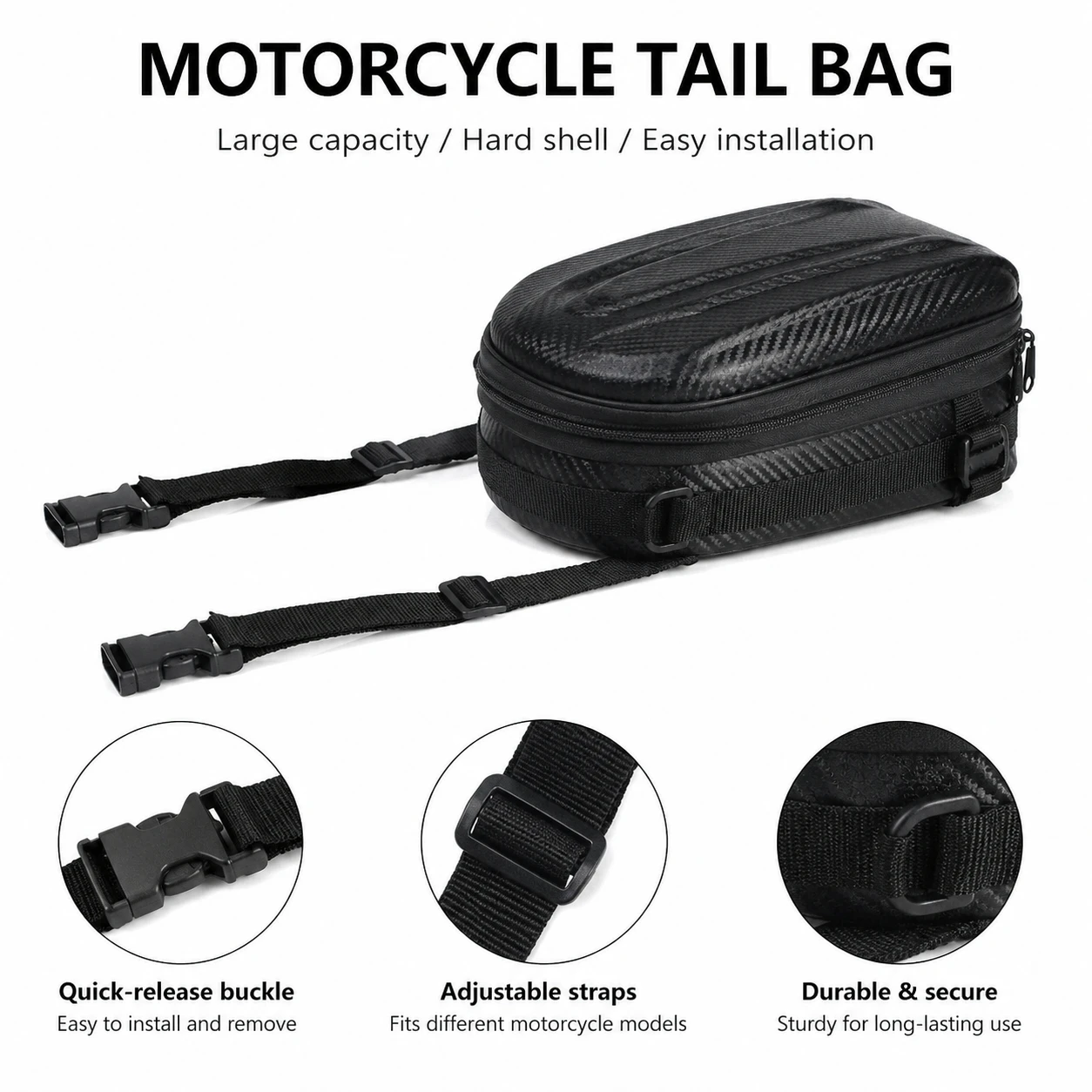 Universal Motorcycle Tail Bag Waterproof Oxford Fabric Motorbike Rear Seat Storage Pack Large Capacity Riding Luggage Bag