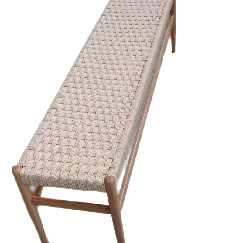

1.5M braided rope bench, dining stool wooden bench home dining room bench high stool solid wood bedside stool dining room