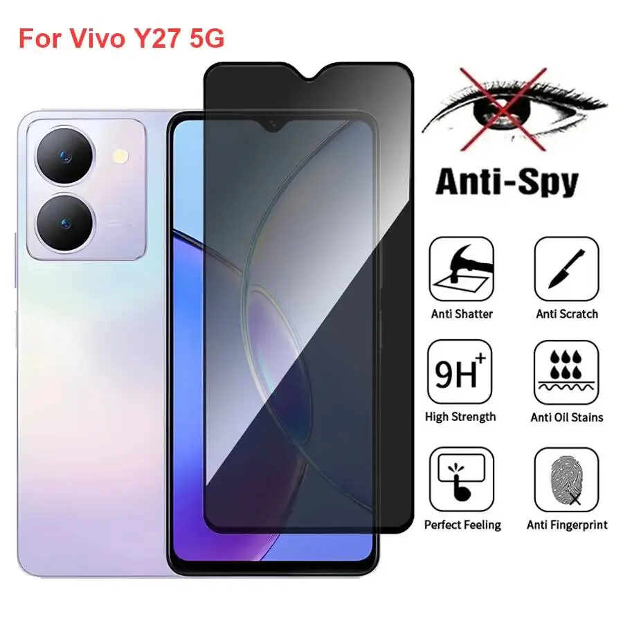 

Vivo Y27 GV2302 Anti Spy Privacy Tempered Glass Protector Compatible For Vivoy27 5G Full Cover Screen Phone Film