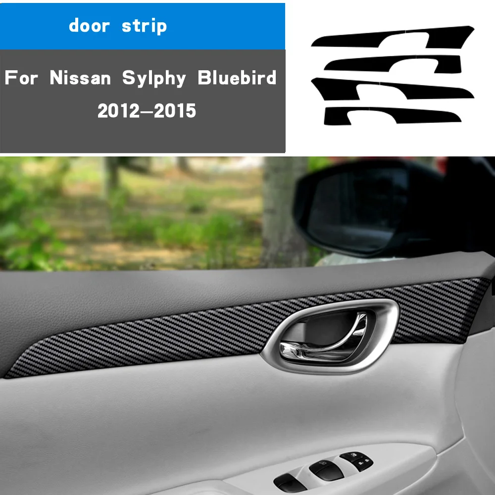 For Nissan Sylphy B17 2012-2016 Interior Central Control Panel Door Handle Carbon Fiber Sticker Decals Car styling Accessorie