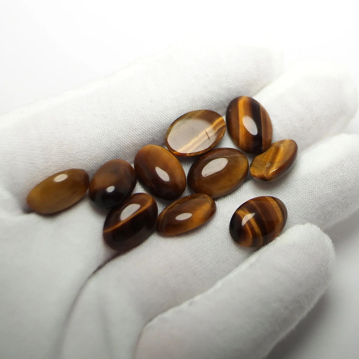 10pcs Tiger Eye Stone,Cabochon Stones,10x14mm Polished Flat Back Stone,Earring Jewelry Necklace Making,Pendant Accessories