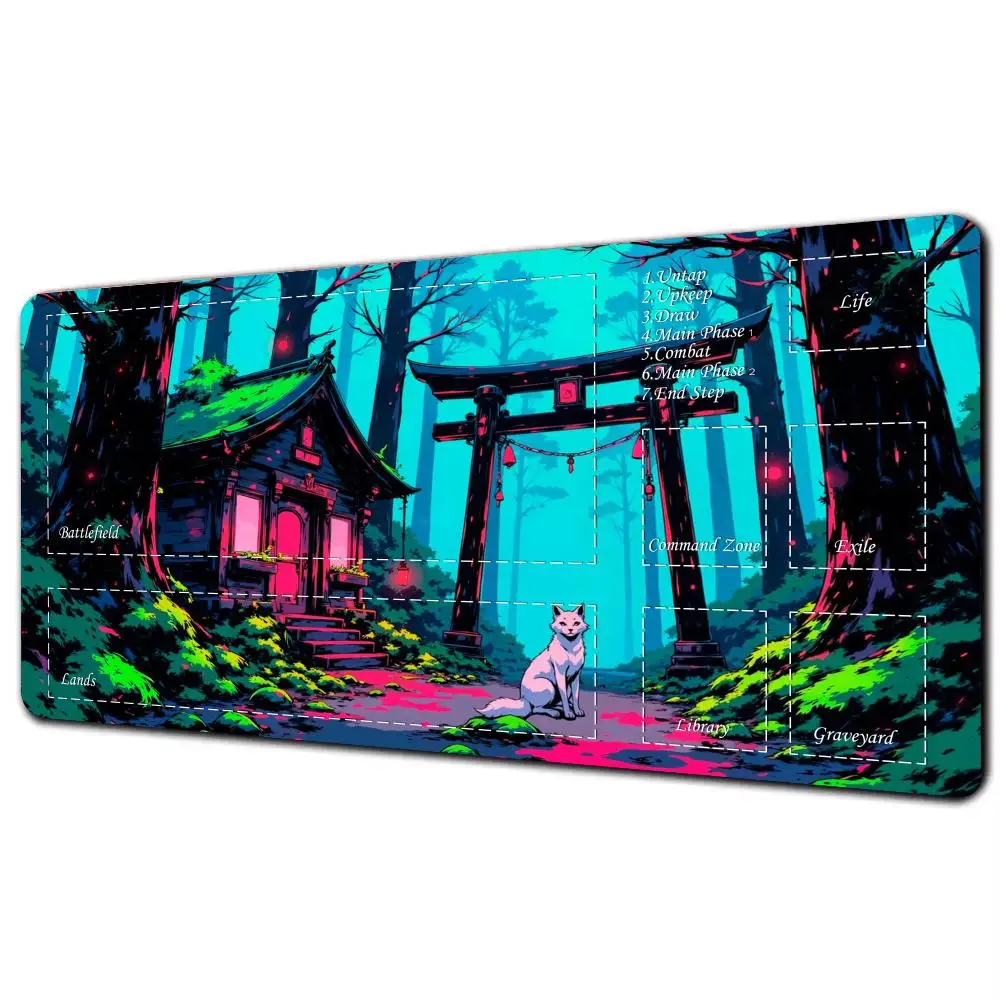 Fantasy White Cat anime magic Playmat Card Gaming Mat with zone MTG TCG gathering game mat Desk Mat Commander Battle playmat