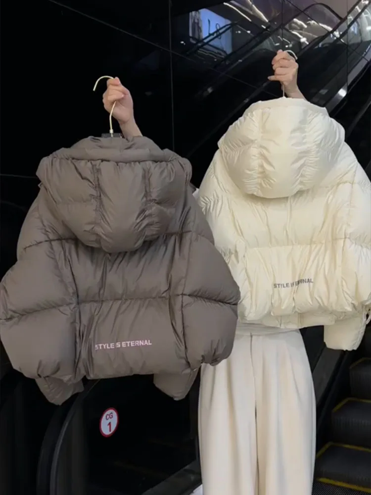 Unique ort Puffer Jaet Women's Winter 2025 New Sle Small Size High End Bread Coat Thi Outerwear Hooded Quilted Coat